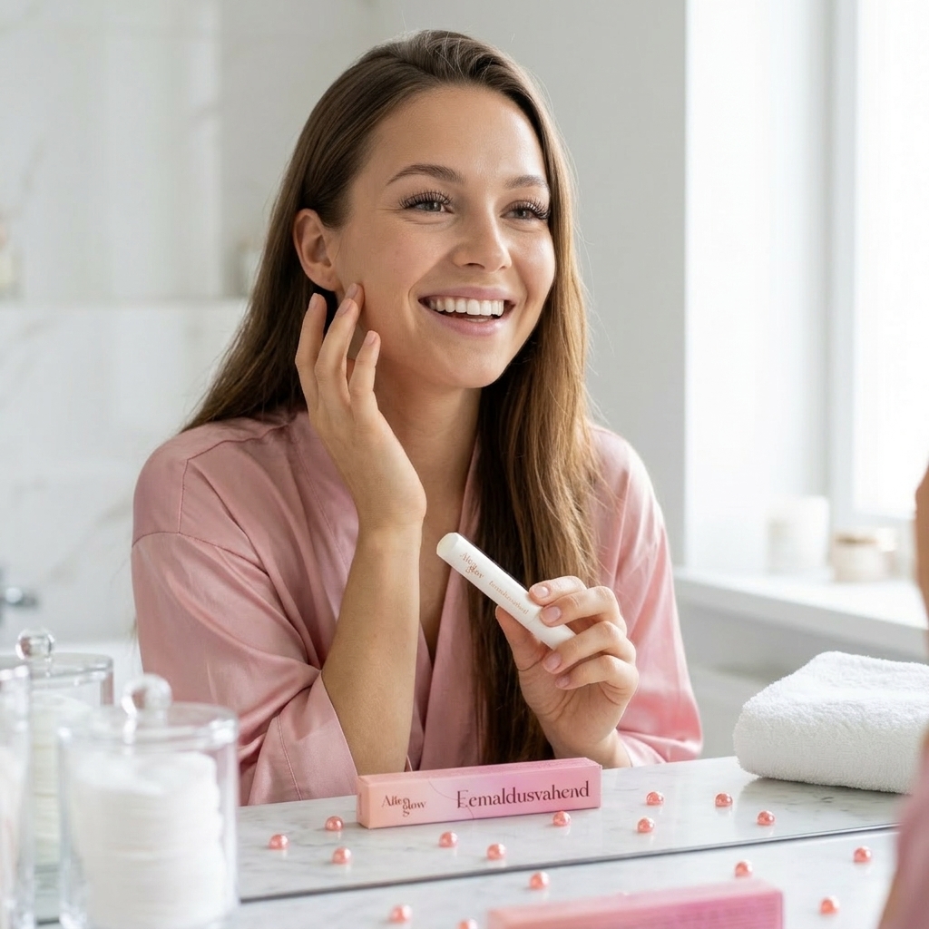 rõõmus naine ripsmetega