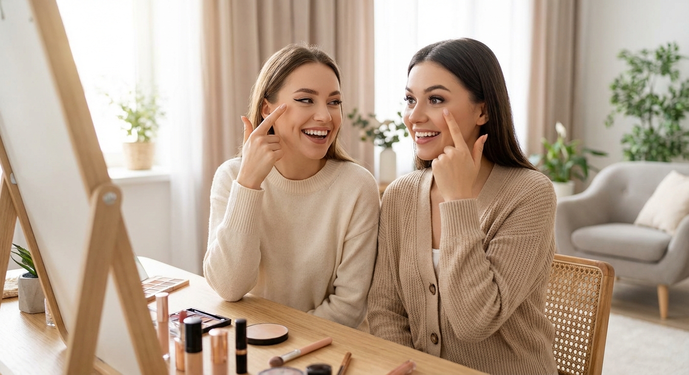 Divas sievietes ar skropstām